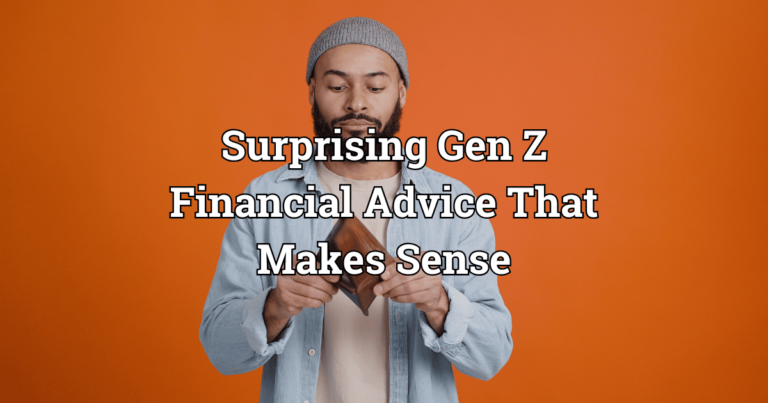 Gen Z financial advice visual of young man reflecting on spending habits